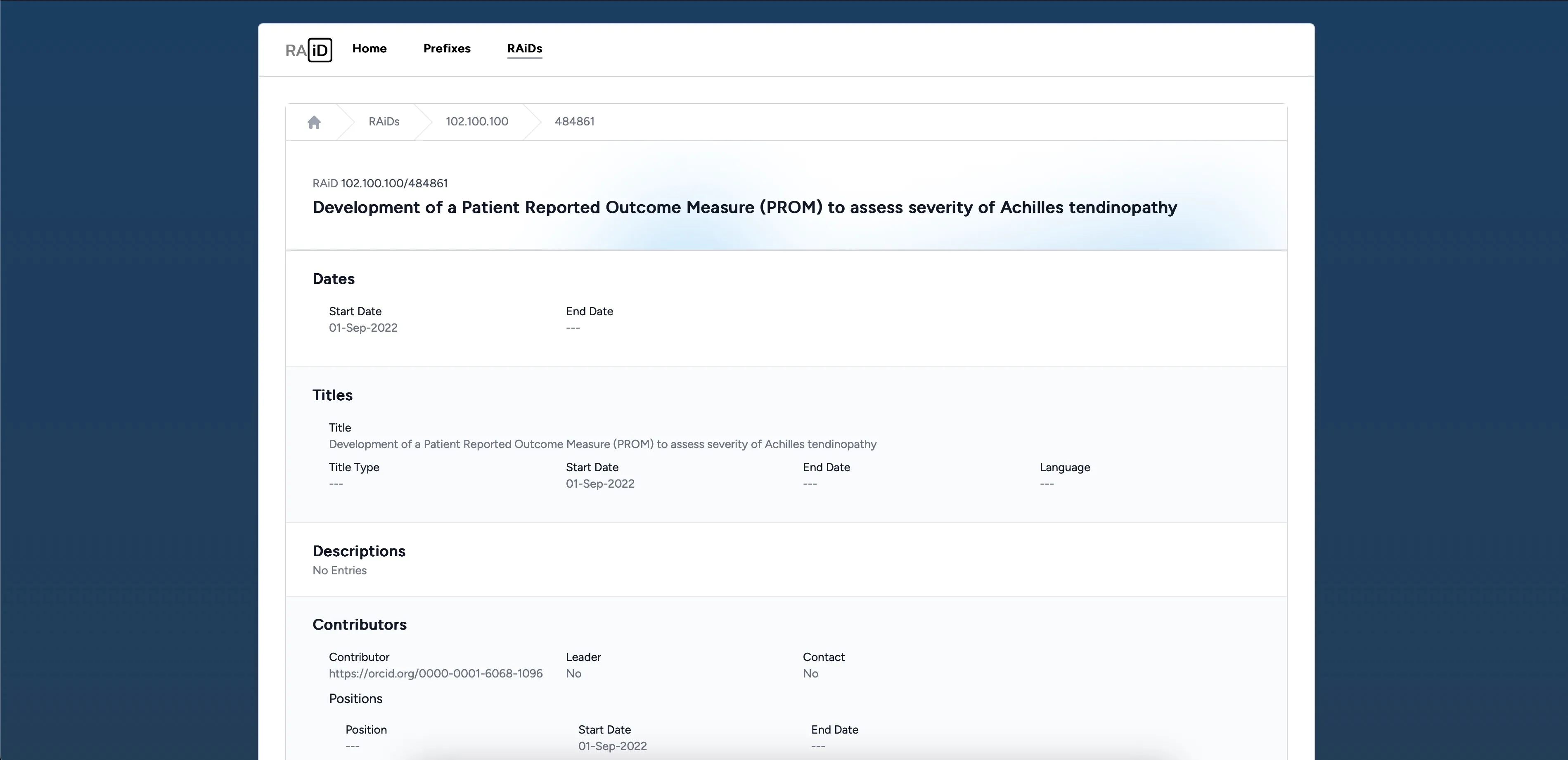 Research Activity Identifier